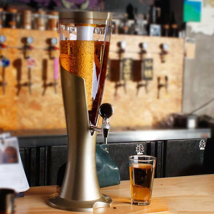 Mpuufom Beer Tower 3L/100oz Beverage Dispenser with fluent Spigot & Ice Tube,Margarita Tower, Mimosa Tower, Tabletop Liquor Drink Dispenser for Parties, Bars, Pubs, Restaurants