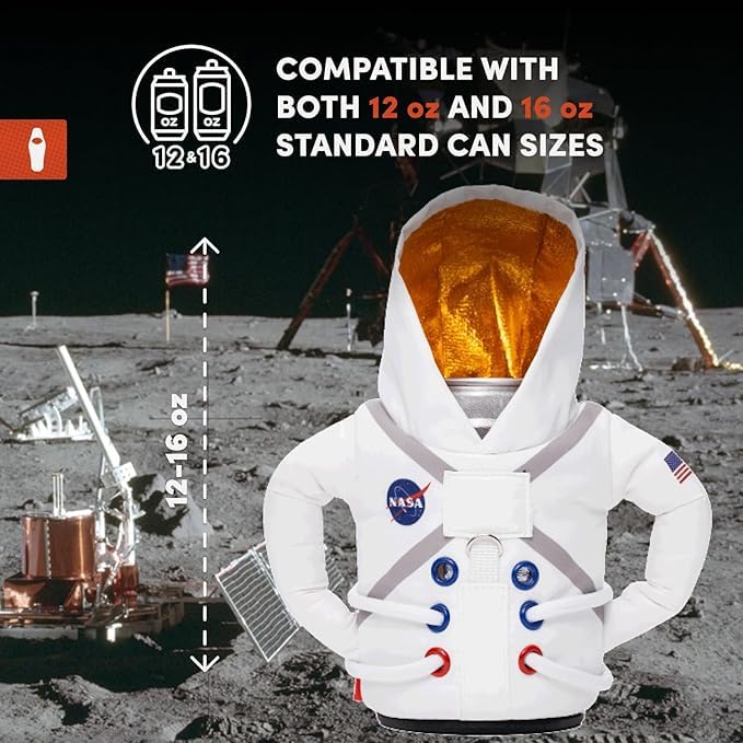 Puffin - The Space Suit Jacket - Insulated 12 oz and16 oz Can Cooler I Beer Bottle & Soda Can Insulator, Keep Drinks and Beverages Cold (White 2025)