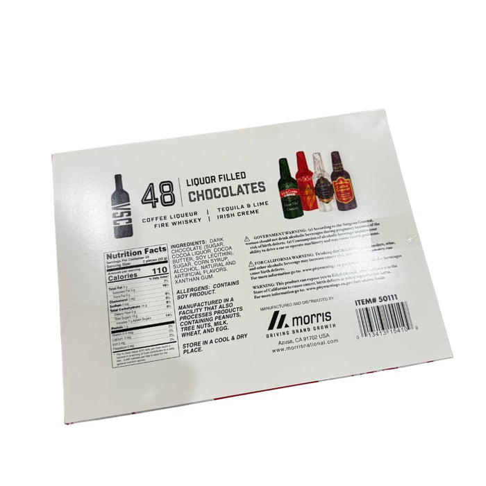 Liquor Filled Chocolates Gift Box, 48 Count, 18.6 oz, Holiday Themed Packaging