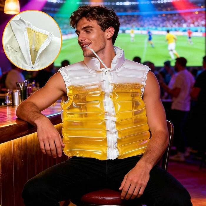 Beer Jacket With Straw, Transparent Puffer Coat, Fun Beer Beverage Holder, Party Essential, Drinkable Jacket for Festivals And Outdoor Events, Beergifts for Couple