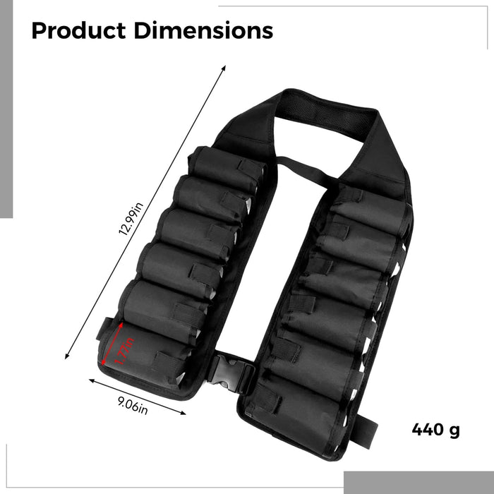 Calolin Tactical Beer Belt Holder Vest, 12 Can Beverage Holster Carrier, Adjustable Drink Dispenser Shoulder Sling, Black Nylon Party Gear with Quick Release Buckle