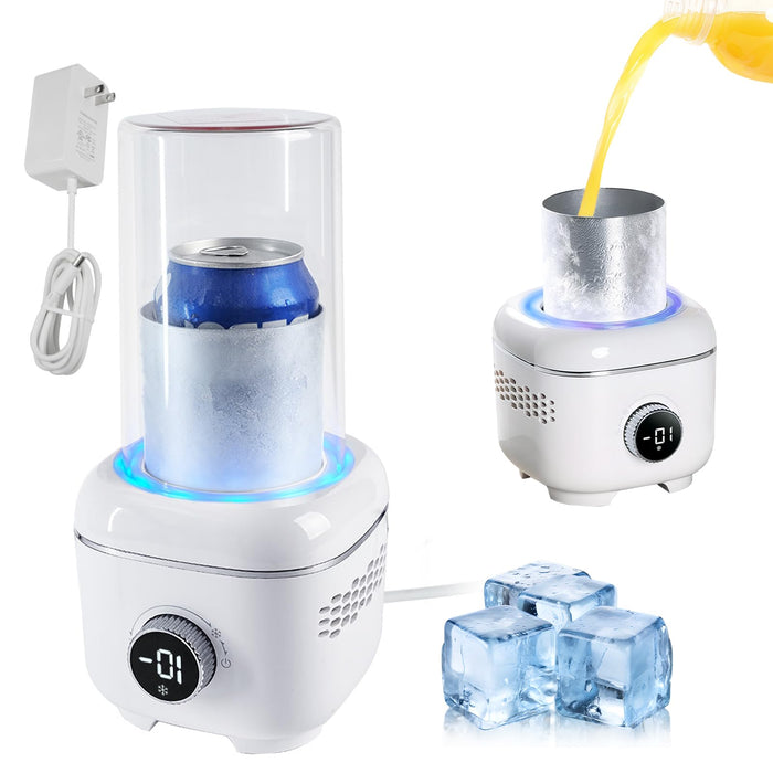Cooling Cup with Mood Light,2 in 1 Cup Cooler Warmer for Desktop for 30.2℉-158℉,Electric Beverage Cooler with Aluminum Mug,Portable Quick Drink Chiller for Coffee Juice Cola Beer,Gifts for Women Men