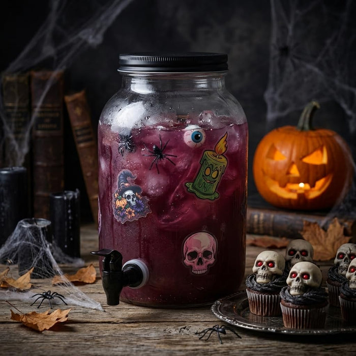 1Gallon Halloween Drink Dispenser with 10 Stickers for Party Decoration