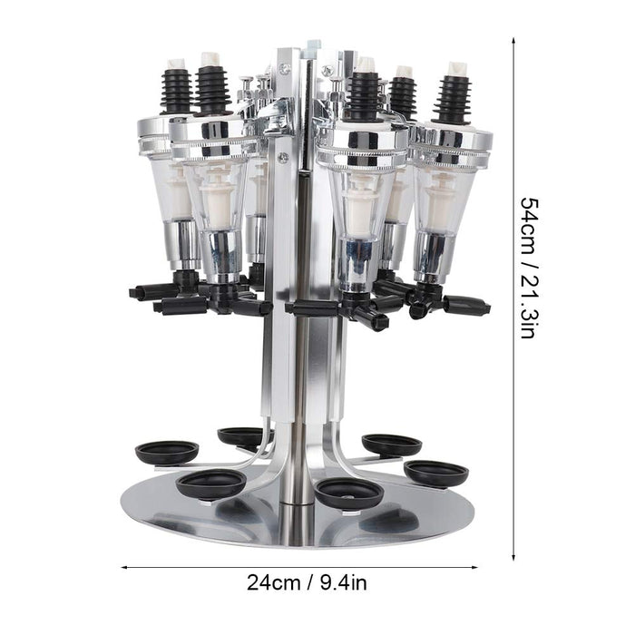 Liquor Dispenser, Alcohol Bar Rotating Liquor Holder Stainless Steel 6 Bottle Professional Revolving Liquor Dispenser