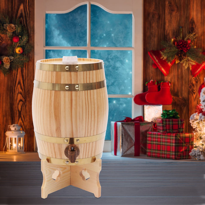 KONKENIE 5L Wooden Wine Barrel with Faucet Oak Aging Barrel Rum Liquor Brandy Whiskey Beer Dispenser Beverage Storage Container Whiskey Barrel for Home Bar Cellar Hotel (5L)