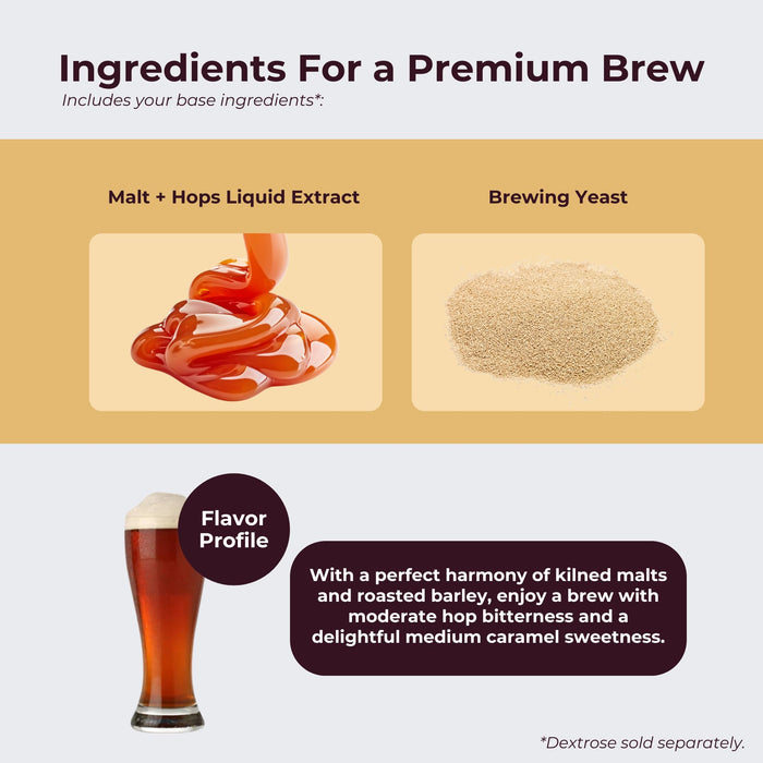 ABC Crafted Series Beer Making Kit | Beer Making Ingredients for Home Brewing | Yields 6 Gallons of Beer | Irish Red Ale