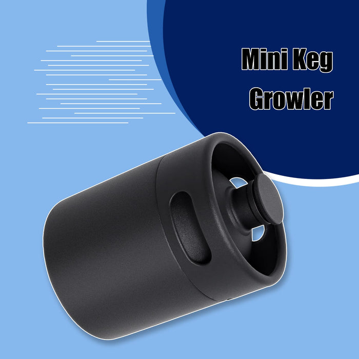 Mini Keg Growler, 64 OZ 304 Stainless Steel Mini Beer Keg with Seal knob Cover, Pressurized Growler with No Scratch Matte Black Powder Coated for Home kitchen Brewing Beer(2L)