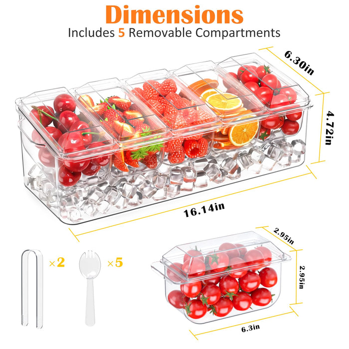ARSTPEOE Condiment Tray, Chilled Condiment Server, Bar Accessories on Ice