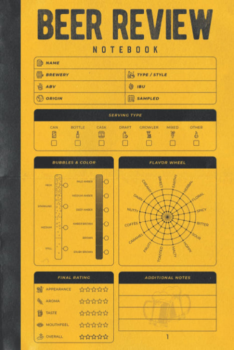 Beer Review Notebook: Beer Tasting Journal With Beer Tasting Wheel And Notes - Track And Record Beers & Brews - Beer Enthusiast Gifts - Beer Drinkers Gifts