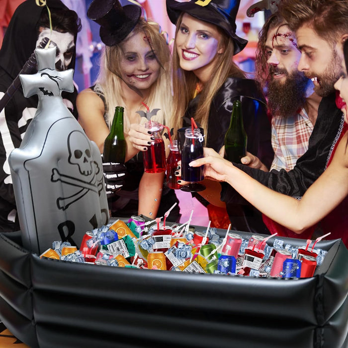 44 Inch Halloween Inflatable Tombstone Coffin Drink Cooler Party Supplies