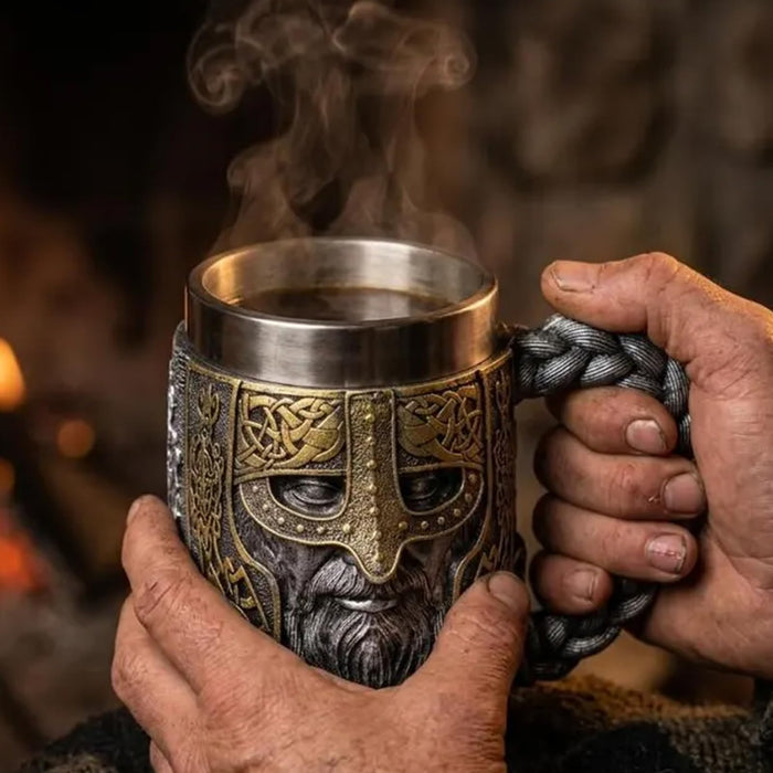Hmusnwol Viking Mug Beer Stein Cup Drinkware 15.8oz for Man Dad Gifts ﻿ ﻿ ﻿