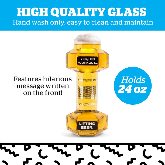 BigMouth Inc. The Dumbbell Beer Glass, Novelty Beer Drinking Glass, 24 Oz