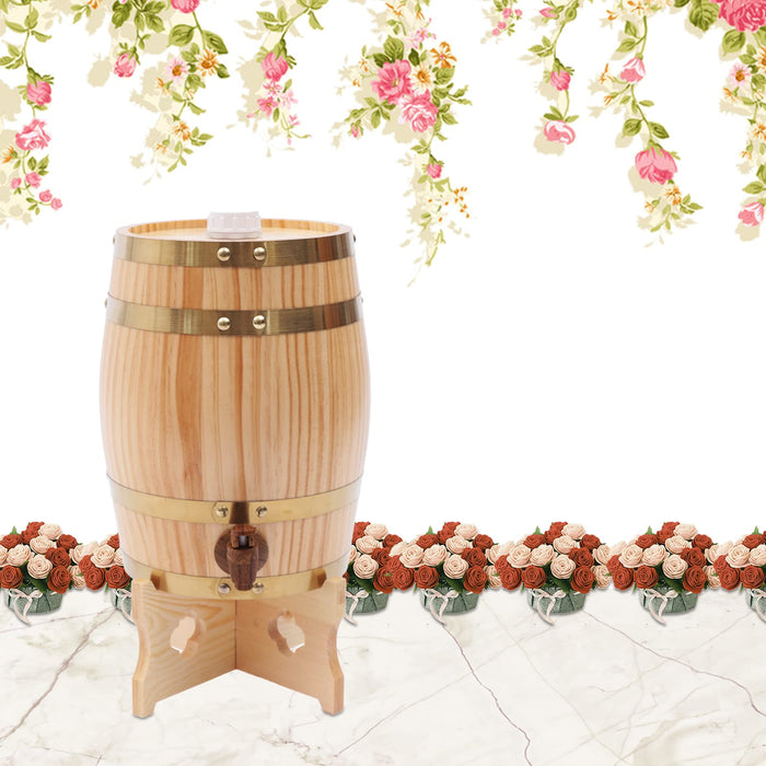 KONKENIE 5L Wooden Wine Barrel with Faucet Oak Aging Barrel Rum Liquor Brandy Whiskey Beer Dispenser Beverage Storage Container Whiskey Barrel for Home Bar Cellar Hotel (5L)