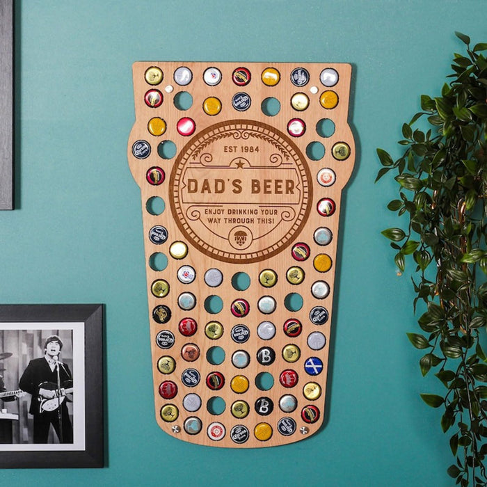 Customized Beer Cap Holder - Personalized Wine Bottle Cap Wall Decor Display Art Map - Wall Mount Beer Cap Catcher - A Great Gift for Men, Father, Beer Lovers, and Collectors