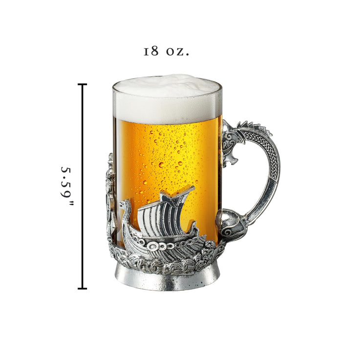 Viking & Mythological Pewter Beer & Water Drinking Glass - 18oz SINGLE - Pint, Whiskey, Rum & Scotch Glass, Elegant, Medieval Crystal Cup, Mug, Goblet, Gifts for Men & Women, Old Fashioned Glass