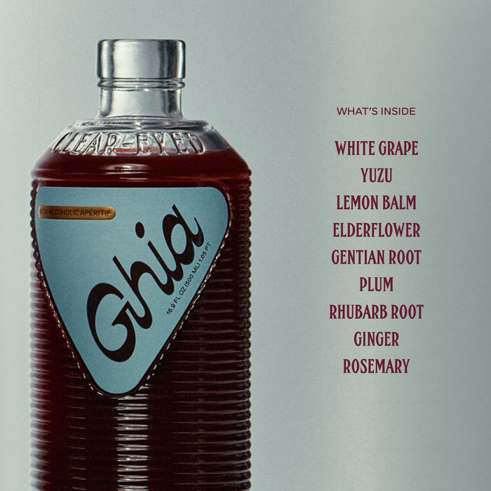 Ghia Non-Alcoholic Apéritif - 500ml | Botanical Mediterranean-Inspired Spirit Cocktail Mixer with Notes of Citrus, Rosemary & Bitter Herbs - Vegan, No Added Sugar, No Artificial Flavors, Caffeine-Free