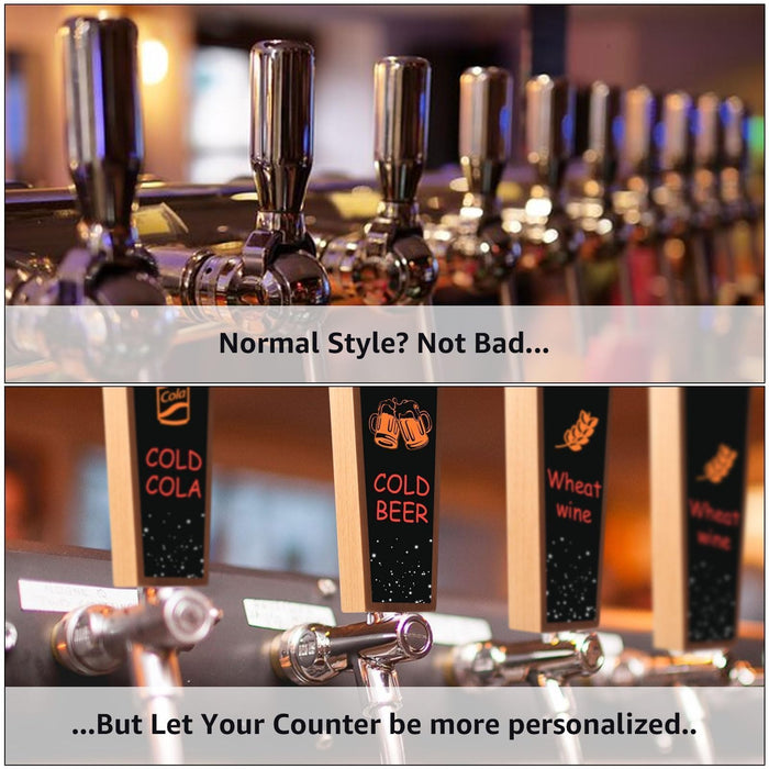 HGKEKE Wooden Beer Tap Handles Keg Handle Chalkboard Beer Tap Handles for Kegerator, Keg Tap Handles & Markers - Nice Gift for Homebrewers, Bars, Restaurants & Weddings - Pack of 2
