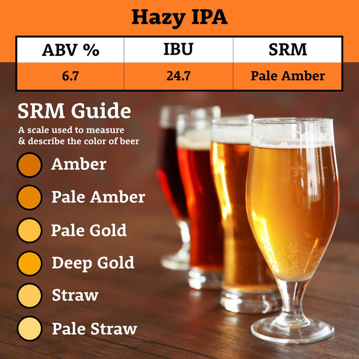 My Brew Supply Hazy IPA Extract Kit | Pale Dry Malt Extract | Flaked Wheat & Oats | Corn Sugar | Azacca & Mosaic Hops | English Ale Yeast | Priming Sugar | Bottle Caps | 5 Gallon Yield