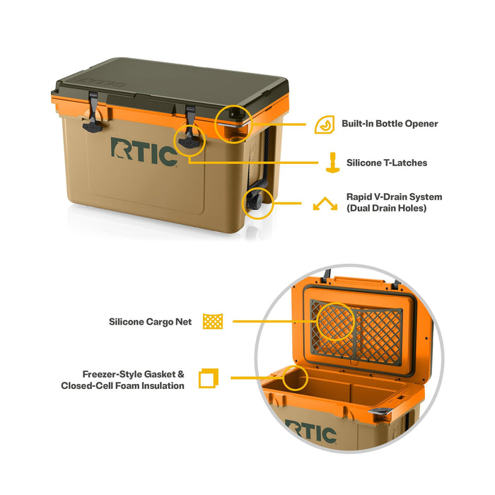 RTIC Ultra-Light 32 Quart Lightweight Hard Cooler, Insulated Portable Ice Chest 13 lbs, 48-Can Capacity, 5-Day Ice Retention, for Camping, Fishing, Beach, Boat, Picnic, Day Trip, Trailblazer