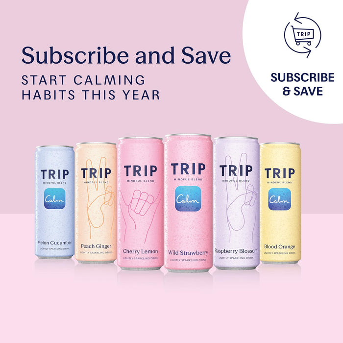 TRIP Mindful Blend, Lightly Sparkling Adaptogen Seltzer, Non-Alcoholic Mocktail with Magnesium, Ashwagandha, Lions Mane & L Theanine, No Added Sugar, Vegan, Original Variety Pack, 12 Oz, 12Pk