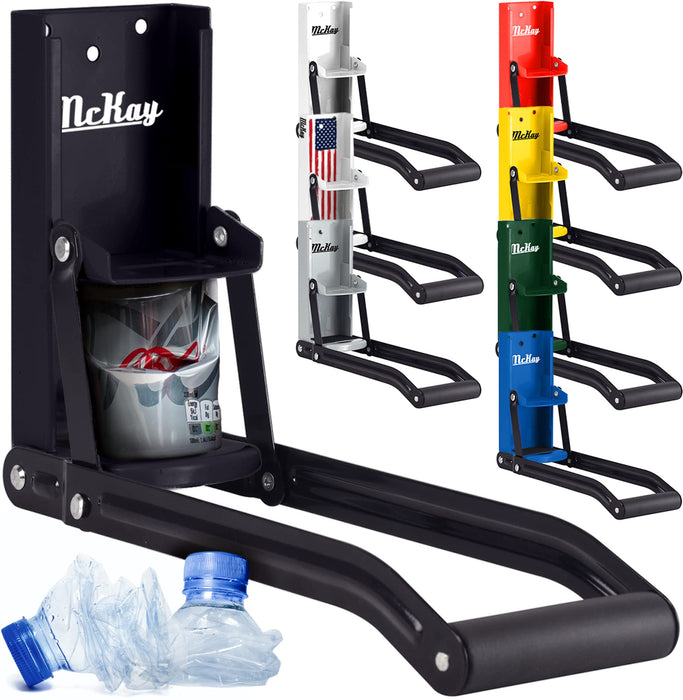 McKay Metal Can Crusher, Wall-Mounted 12/16 Oz. Smasher - Black