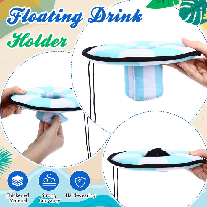 Funnymoom 6 Pcs Neoprene Floating Drink Holder Floating Coaster Pool Drink Floats Pool Beer Holder with Rope for Summer Theme Party Tub Lake Boat Water, Medium Size(Simple Style)