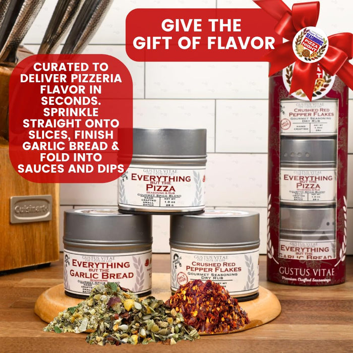 Gustus Vitae | Pizza Night Favorite Seasonings Gift Set of 3 | Variety Pack