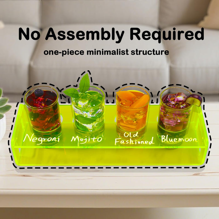 Acrylic Drink Flight Boards with Glasses - Neongreen Drink Flight Tray Set - Cocktail and Mimosa Tasting Tray - Writable Beer Flight Boards for Hosting Essentials Bartender Accessories