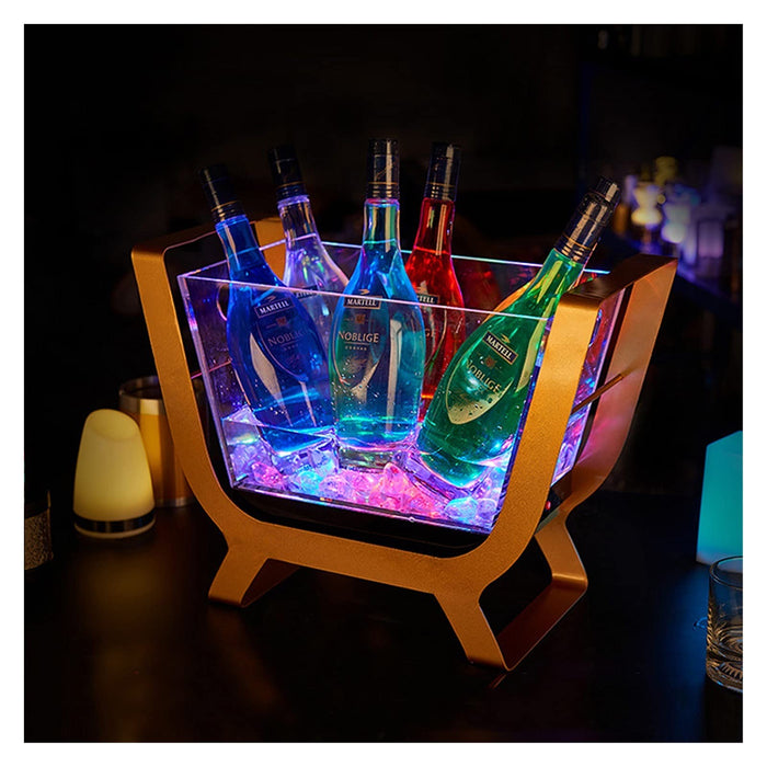 Bar Ice Bucket for Parties Giant LED Ice Bucket/5-10 Bottled Champagne Ice Bucket Boat/Charging Color Changing Wine Cooler/Bar/Wedding/Party Beer Holder (Color : 5 Bottles White)