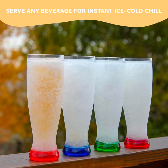 Lily's Home Freezer Beer Mugs, Set of 4-16 oz Double Wall Insulated with Liquid Gel, Frosty Chiller Cups, Break-Resistant Acrylic Freezable Glasses for Home Bar, Pool Parties, BBQ & Outdoor Gifts