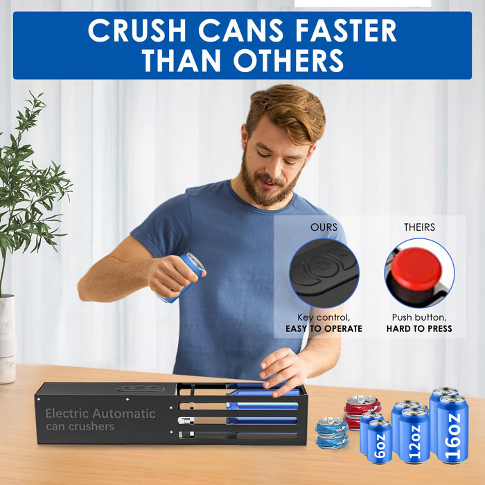 YOTAN Automatic Can Crusher, 8oz&12oz&16oz Electric Can Crushers for Recycling Wall Mounted, Aluminum Can Crusher Electric, Can Trash Compactor for Aluminum Seltzer, Soda, Beer Cans and Bottles