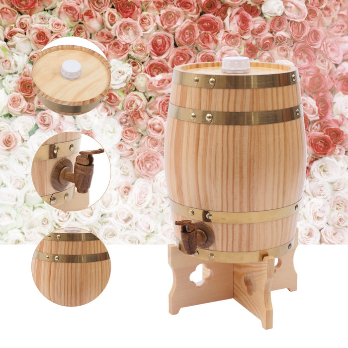 KONKENIE 5L Wooden Wine Barrel with Faucet Oak Aging Barrel Rum Liquor Brandy Whiskey Beer Dispenser Beverage Storage Container Whiskey Barrel for Home Bar Cellar Hotel (5L)