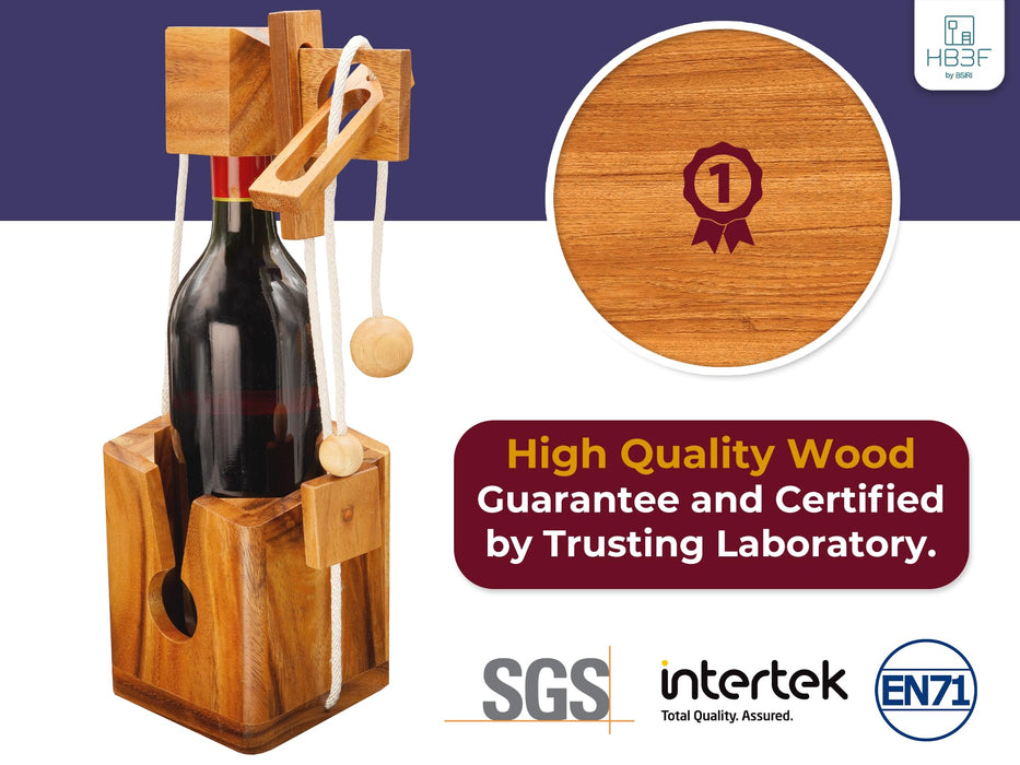 Think for Wooden Bottle Puzzle Lock Adult Game Functional Holder Brain Teaser Gift Unique Stick in Bottles Puzzles Unlock Games for Parties Night White Elephant Secret Santa Rustic Room Decor