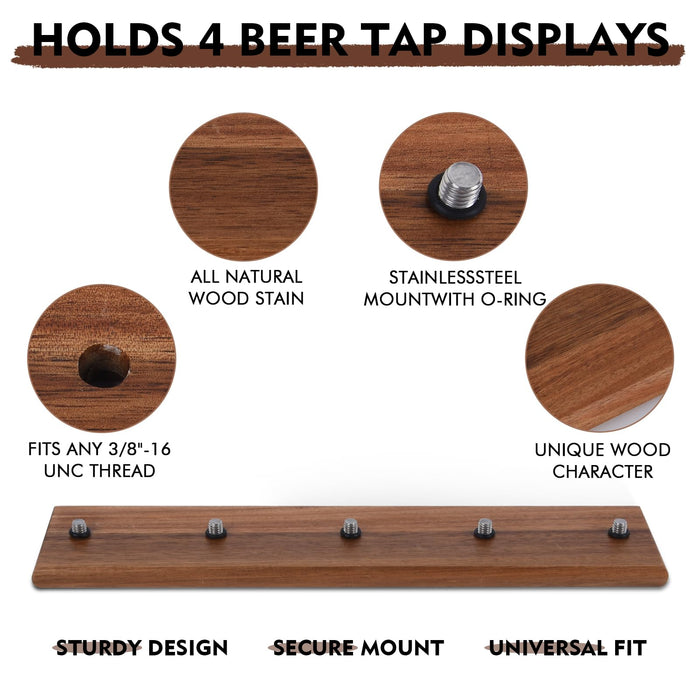 YeeBeny Beer Tap Handle Display, Beer Tap Handle Display Wall Mount for Beer, Whiskey Wine, Boston Wine Bottle Display, Beer Tap Handle Holder with 5 Beer Tap(Only Holder)