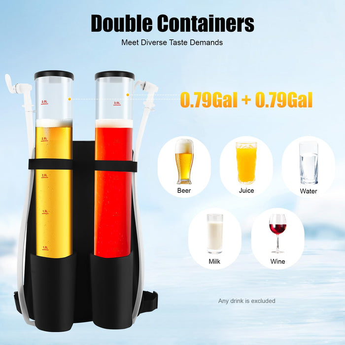 Portable Beer Dispenser, Dual Tank Backpack Drink Dispenser, Backpack Beer Liquor Dispenser,Party Beverage Drink Dispenser ﻿