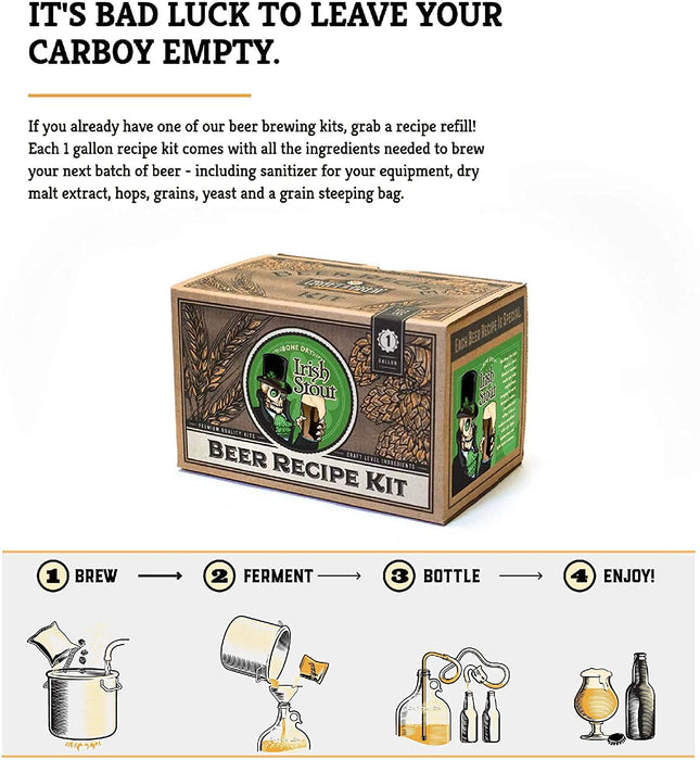 Craft A Brew Recipe Kit - Bone Dry Irish Stout Refill - 1 Gallon - Ingredients for Home Brewing Beer