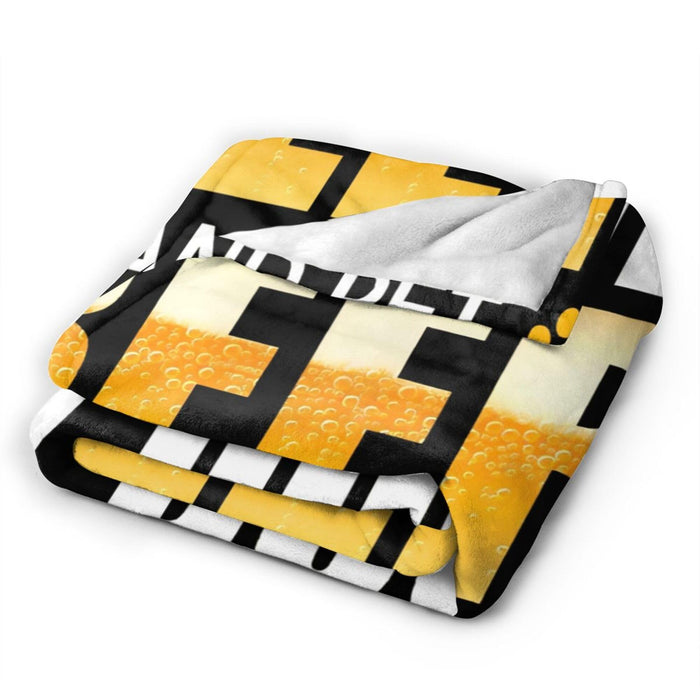 Funny Beer and Dog Throw Blanket - Gifts and Decor for Men Women Adults - Soft Warm Cozy Fleece for Couch Sofa Bed 50"x40"