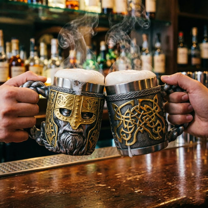 Hmusnwol Viking Mug Beer Stein Cup Drinkware 15.8oz for Man Dad Gifts ﻿ ﻿ ﻿