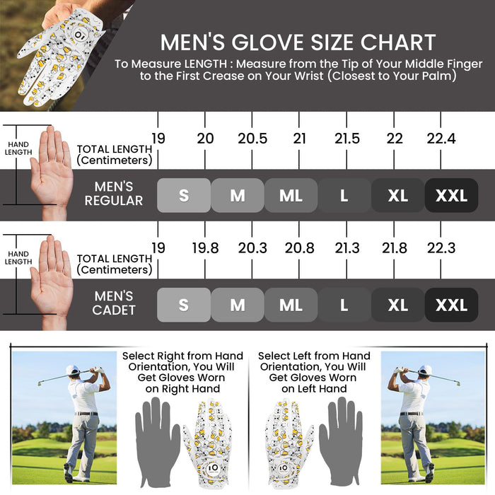 FINGER TEN Colorful Golf Gloves Men All Weather Grip 1 Pack(Beer, L, Left)