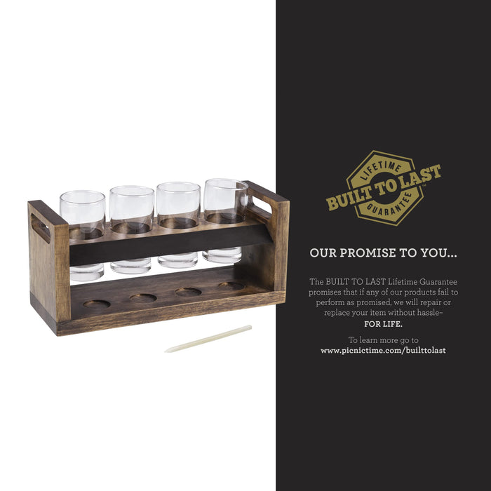 LEGACY - a Picnic Time Brand Craft Beer Flight Set, Beer Glasses Set, Gifts For Beer Lovers, (Acacia Wood)