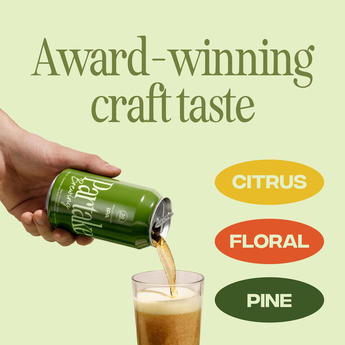 Partake Brewing Craft Non Alcoholic Beer, IPA 12 Pack x 12 Fl Oz Cans - Low Calorie & Carb, No Sugar, All Natural Ingredients - Award-Winning Taste, Non Alcoholic Beer Without the Empty Calories