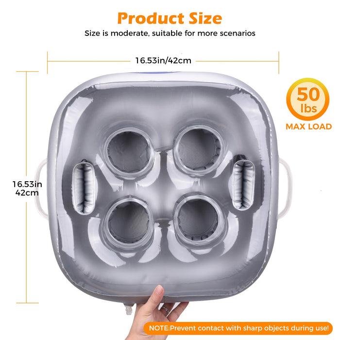 FEEBRIA Inflatable Floating Drink Holder for Pool Party Beach hot tub (Silver)