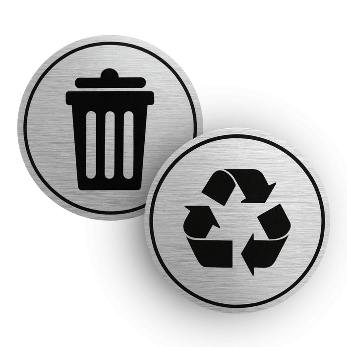 Trash Can Stickers, Recycle Set of 2 - Weatherproof, 3x3 Round