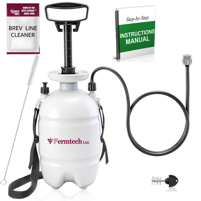 Beer Line Standard Beer Draft Keg Cleaning kit with 4oz Beer Line Powder Cleaner PBW compatible- Hand Pump Pressurized - Easy Safe to Use Keg Claner - w/Brush, Faucet Brush, Instruction Manual