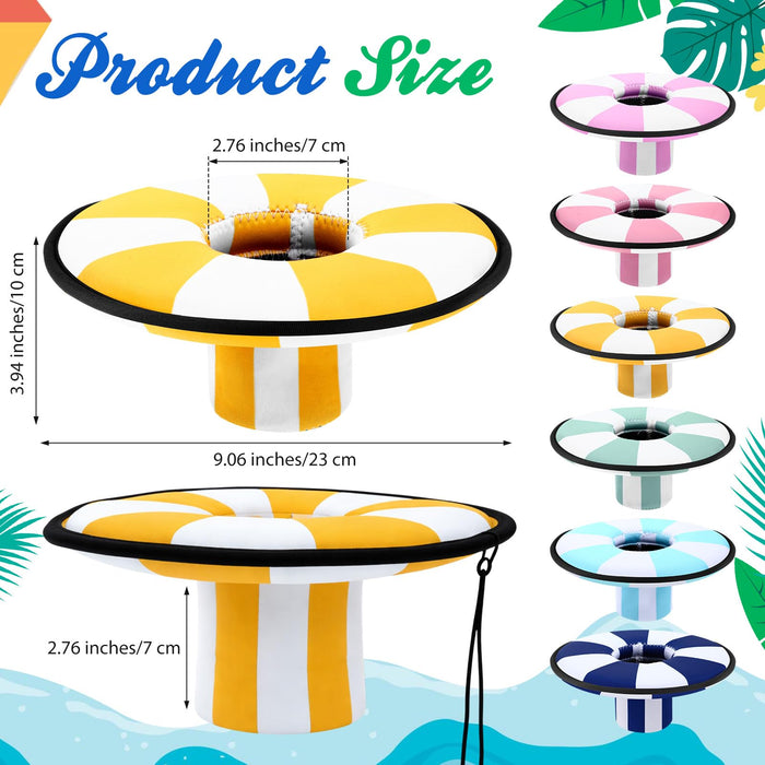 Funnymoom 6 Pcs Neoprene Floating Drink Holder Floating Coaster Pool Drink Floats Pool Beer Holder with Rope for Summer Theme Party Tub Lake Boat Water, Medium Size(Simple Style)