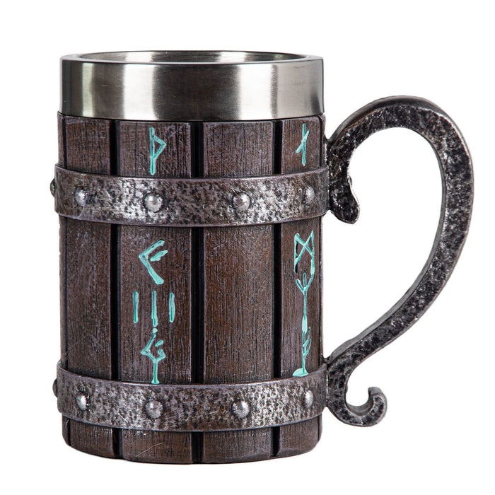Nordic Viking Rune Mug Beer Tankard Cup for Men, Stainless Steel Coffee Mugs Christmas Viking Gifts Norse Décor Beer Stein, 20oz