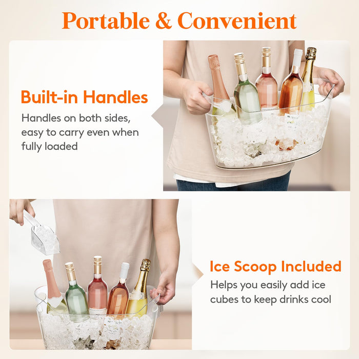 Lifewit 6.5L Ice Bucket for Parties 2 Pcs (in 1 Package), Portable Drink Bucket for Cocktail Bar, Plastic Champagne Cooler for Beverage/Wine/Beer, Mimosa Bar Supplies Chiller Tub with Scoop