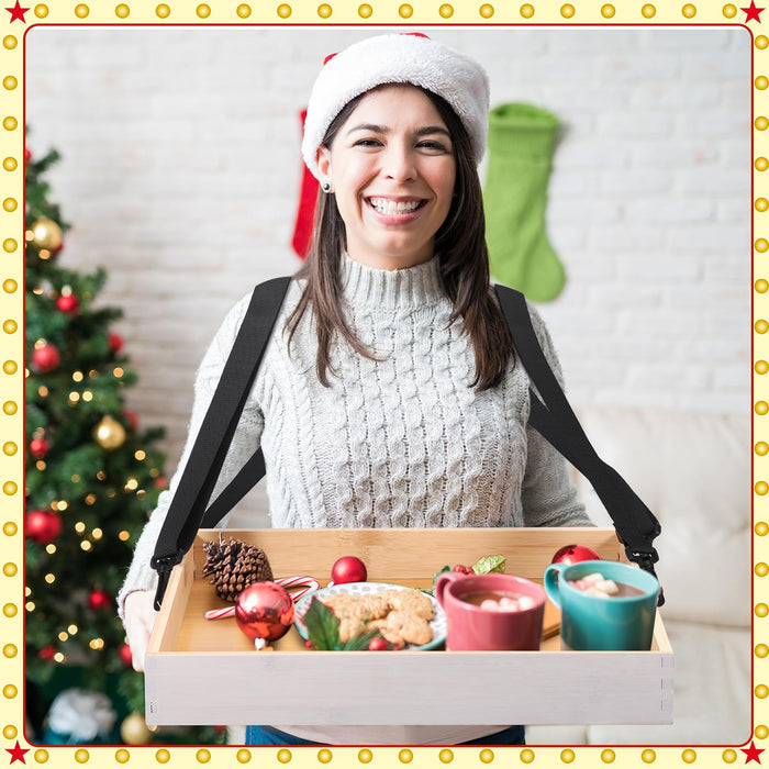 Teenyyou Wooden Vendor Tray with Strap Movie Night, White, Spaces