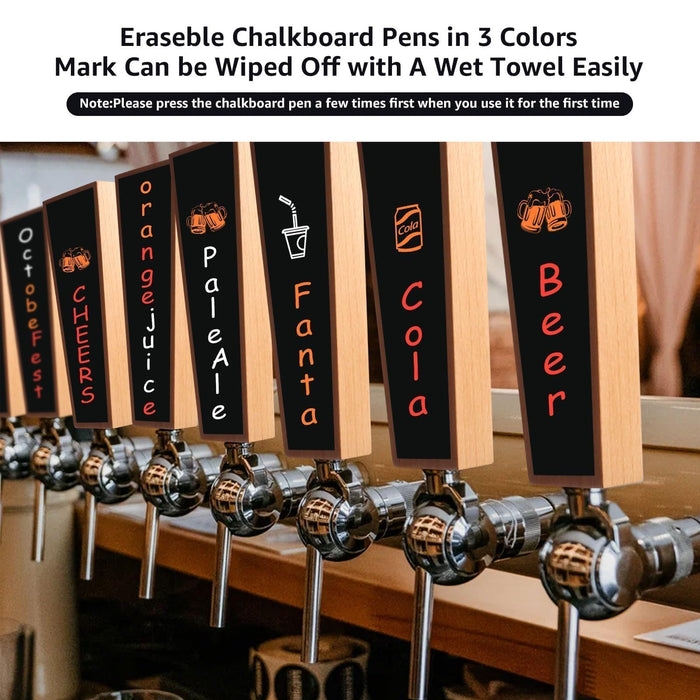 HGKEKE Wooden Beer Tap Handles Keg Handle Chalkboard Beer Tap Handles for Kegerator, Keg Tap Handles & Markers - Nice Gift for Homebrewers, Bars, Restaurants & Weddings - Pack of 2