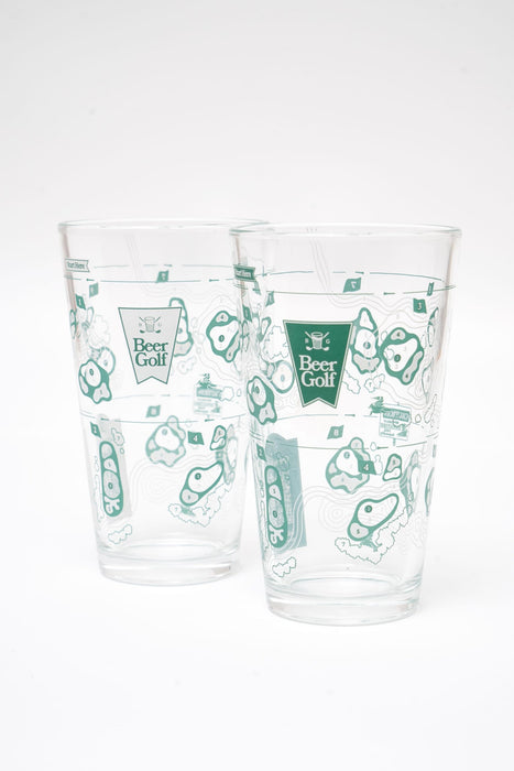 Beer Golf The Original Twosome Set (2-Pack) | 16 oz Precision Drinking Game Pint Glasses | Includes Scorecard Coasters & Pencil | The Ultimate Party Game & Golf Gift